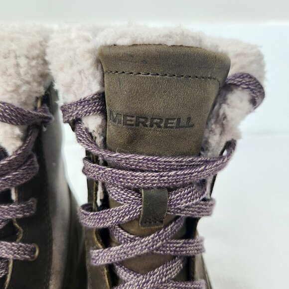 Merrell Womens Size 7. 5 Haven Polar Waterproof Mid Lace Winter Boots Olive Gray - Picture 4 of 15